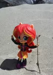 Size: 1161x1632 | Tagged: safe, artist:nightfly19, derpibooru import, sunset shimmer, equestria girls, beach, doll, equestria girls minis, eqventures of the minis, irl, photo, toy