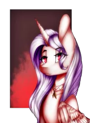 Size: 658x892 | Tagged: safe, artist:xxmissteaxx, derpibooru import, oc, oc:ink heart, unofficial characters only, alicorn, pony, bust, female, mare, portrait, solo