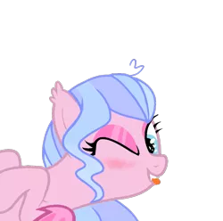 Size: 989x981 | Tagged: safe, artist:cloiepony, derpibooru import, oc, oc:glitzy glam, unofficial characters only, bat pony, pony, base used, blushing, female, mare, one eye closed, simple background, solo, tongue out, transparent background, wink