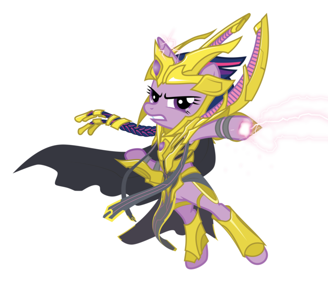 Size: 8243x7326 | Tagged: safe, artist:amarthgul, derpibooru import, twilight sparkle, pony, protoss, absurd resolution, armor, braid, crossover, high templar, magic, simple background, solo, starcraft, transparent background