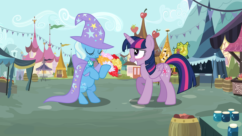 Size: 6667x3750 | Tagged: safe, artist:themexicanpunisher, derpibooru import, trixie, twilight sparkle, twilight sparkle (alicorn), alicorn, pony, unicorn, absurd resolution, bouquet, female, flower, lesbian, shipping, twixie