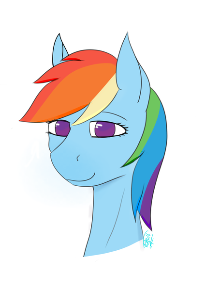 Size: 2894x4093 | Tagged: safe, artist:raw16, derpibooru import, rainbow dash, pegasus, pony, absurd resolution, bust, looking at you, simple background, smiling, white background