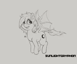Size: 6000x5000 | Tagged: safe, artist:sunlightgryphon, derpibooru import, oc, oc:eclipse penumbra, unofficial characters only, bat pony, pony, absurd resolution, bat pony oc, eeee, fangs, flying, smiling