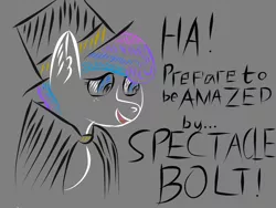 Size: 2048x1536 | Tagged: safe, artist:eclipse-monsoon, derpibooru import, oc, oc:spectral bolt, unofficial characters only, pony, clothes, dialogue, freckles, solo