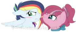 Size: 1024x437 | Tagged: safe, artist:ipandacakes, derpibooru import, oc, oc:rainboom, oc:sprinkles, unofficial characters only, pegasus, pony, blushing, female, lesbian, licking, neck bow, oc x oc, shipping, simple background, tongue out, transparent background