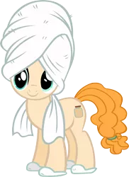 Size: 4070x5580 | Tagged: safe, artist:ironm17, derpibooru import, pear butter, pony, the perfect pear, absurd resolution, clothes, cute, pearabetes, simple background, slippers, smiling, solo, towel, transparent background, vector