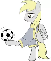 Size: 992x1173 | Tagged: safe, artist:mcsadat, derpibooru import, derpy hooves, pegasus, pony, /mlp/, 4chan, 4chan cup, ball, bipedal, clothes, female, football, jersey, mare, safest hooves, short-sleeved goalkeeper jersey, solo