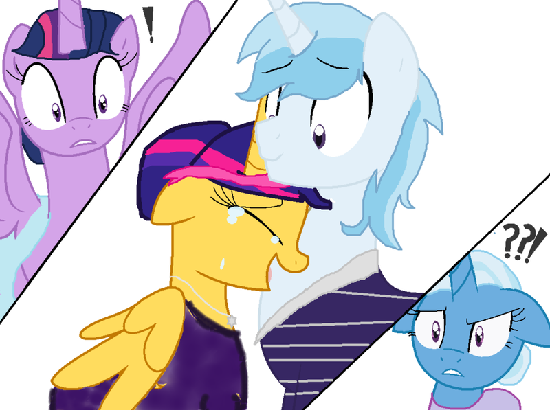 Size: 1024x764 | Tagged: safe, artist:cheyennethepony, derpibooru import, trixie, twilight sparkle, twilight sparkle (alicorn), oc, alicorn, pony, unicorn, alicorn oc, base used, brother and sister, female, incest, lesbian, magical lesbian spawn, male, mare, oc x oc, offspring, offspring shipping, parent:flash sentry, parent:trixie, parent:twilight sparkle, parents:flashlight, parents:twixie, shipping, twixie