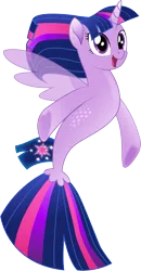 Size: 1619x3120 | Tagged: safe, artist:infinitewarlock, derpibooru import, twilight sparkle, twilight sparkle (alicorn), alicorn, pony, seapony (g4), my little pony: the movie, cute, female, fin wings, mare, open mouth, seaponified, seapony twilight, simple background, solo, species swap, transparent background, underhoof, vector