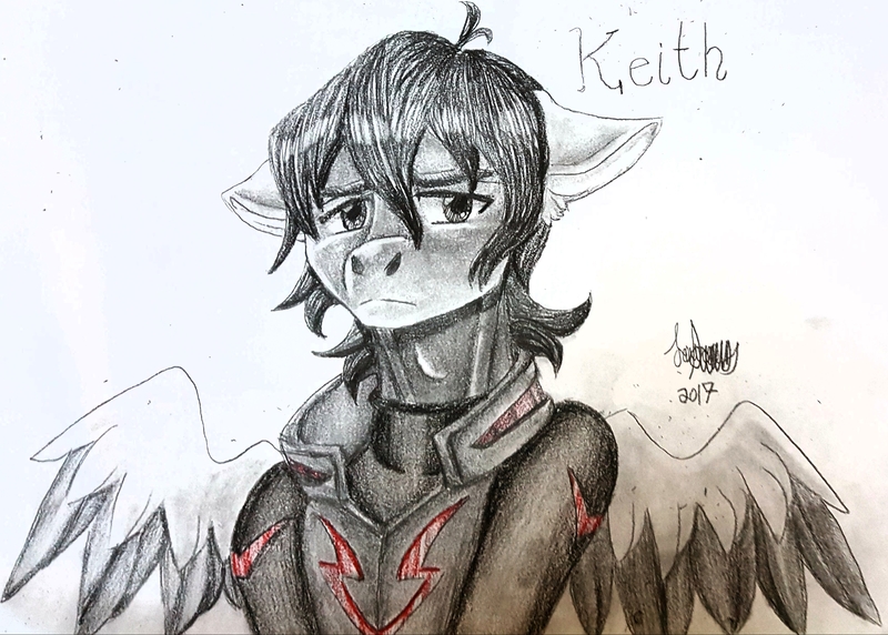 Size: 3053x2181 | Tagged: artist:brainiac, clothes, crossover, derpibooru import, keith, safe, solo, text, traditional art, voltron