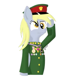 Size: 1024x1024 | Tagged: safe, artist:darkdabula, derpibooru import, derpy hooves, pony, army, general, medals, salute, simple background, transparent background