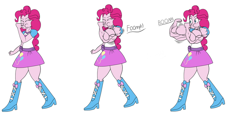 Size: 4000x2000 | Tagged: safe, artist:nokozeze, derpibooru import, pinkie pie, equestria girls, fetish, growth, image, jpeg, meme, muscle expansion, muscle fetish, muscle growth, muscles, pinkie pump