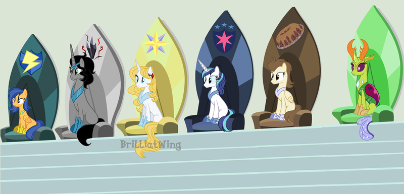 Size: 1024x493 | Tagged: dead source, safe, artist:brilliantwing, derpibooru import, flash sentry, king sombra, pound cake, prince blueblood, shining armor, thorax, alicorn, changedling, changeling, changeling queen, pegasus, pony, unicorn, alicorn thrones, alicornified, angel cake, base used, ear piercing, earring, female, flare warden, gleaming shield, good king sombra, good queen umbra, image, jewelry, king thorax, mare, mesosoma, piercing, png, prince shining armor, princess angel cake, princess bluebelle, princess flare warden, princess gleaming shield, queen mesosoma, queen umbra, race swap, rule 63, sombra's cutie mark, stairs, throne, umbra's cutie mark