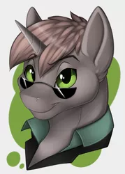 Size: 2500x3500 | Tagged: safe, artist:drawponies, derpibooru import, oc, oc:order compulsive, unofficial characters only, pony, unicorn, clothes, commission, looking at you, male, shirt, smiling, solo, stallion, sunglasses