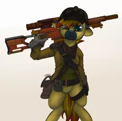 Size: 1906x1889 | Tagged: safe, artist:marsminer, derpibooru import, oc, oc:yaktan, unofficial characters only, pony, gun, longstrike, nerf, nerf gun, nerf longstrike, solo, weapon