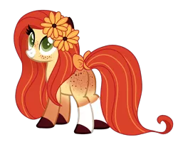 Size: 2500x2000 | Tagged: safe, artist:angei-bites, derpibooru import, oc, unofficial characters only, earth pony, pony, bow, female, flower, flower in hair, freckles, high res, mare, simple background, solo, tail bow, transparent background