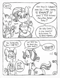 Size: 849x1100 | Tagged: anthro, artist:circe, ass, black and white, comic, comic:soreloser, derpibooru import, grayscale, monochrome, oc, oc:gothy moon, rarity, safe, traditional art