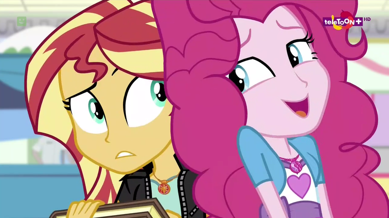 Size: 1277x717 | Tagged: safe, derpibooru import, screencap, pinkie pie, sunset shimmer, equestria girls, mirror magic, spoiler:eqg specials, book, geode of empathy, journal, teletoon