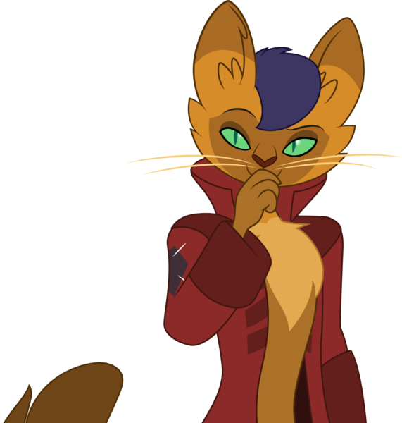 Size: 3001x3151 | Tagged: abyssinian, .ai available, anthro, artist:cloudyglow, capper dapperpaws, cat, clothes, coat, cunning, derpibooru import, looking at you, male, my little pony: the movie, safe, simple background, solo, trailer, transparent background, vector
