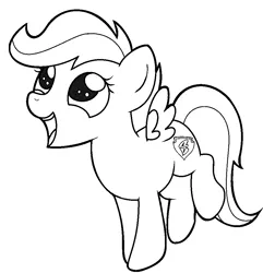 Size: 935x971 | Tagged: safe, artist:pinkiepie6680, derpibooru import, scootaloo, pony, lineart, monochrome, solo