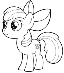 Size: 909x1035 | Tagged: safe, artist:pinkiepie6680, derpibooru import, apple bloom, pony, lineart, monochrome, solo