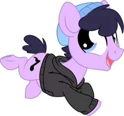 Size: 1024x960 | Tagged: safe, artist:kellythedrawinguni, derpibooru import, oc, oc:bangers, unofficial characters only, earth pony, pony, beanie, chibi, clothes, hat, hoodie, male, simple background, solo, stallion, transparent background, underhoof