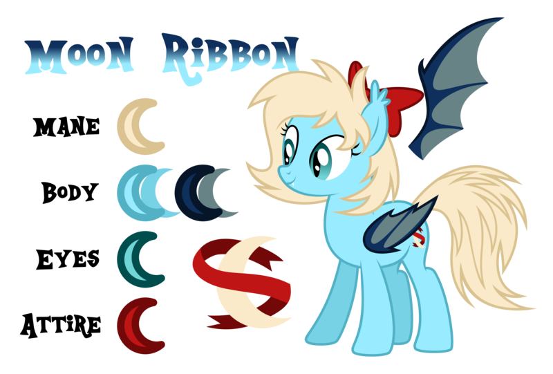 Size: 4237x2863 | Tagged: safe, artist:drakizora, derpibooru import, oc, oc:moon ribbon, unofficial characters only, bat pony, pony, absurd resolution, bow, female, hair bow, mare, parent:oc:moonshot, parent:oc:sweet cakes, parents:sweetshot, reference sheet, solo, sweetshot