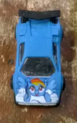 Size: 558x892 | Tagged: safe, artist:40kponyguy, derpibooru import, rainbow dash, pegasus, pony, car, cloud, lamborghini, lamborghini countach, solo, toy, wip