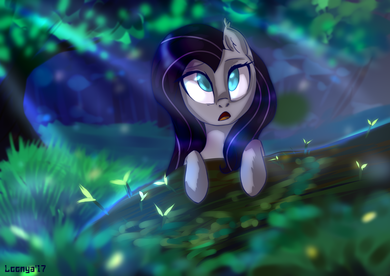 Size: 3507x2480 | Tagged: safe, artist:loonya, derpibooru import, oc, unofficial characters only, pony, female, forest, night, outdoors, scenery, scenery porn, solo