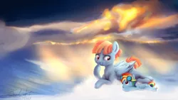 Size: 3840x2160 | Tagged: safe, artist:pucksterv, derpibooru import, rainbow dash, windy whistles, pegasus, pony, cloud, cute, dashabetes, duo, female, filly, filly rainbow dash, goggles, mare, mother and daughter, younger