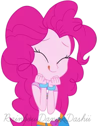 Size: 1024x1329 | Tagged: safe, artist:bezziie, derpibooru import, pinkie pie, equestria girls, legend of everfree, cute, diapinkes, eyes closed, female, happy, licking, licking lips, simple background, solo, tongue out, transparent background