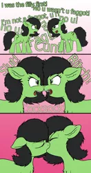 Size: 1920x3635 | Tagged: suggestive, artist:smoldix, derpibooru import, oc, oc:anonfilly, unofficial characters only, earth pony, pony, boop, cute, eye contact, faggot, female, filly, floppy ears, gradient background, kissing, lesbian, looking at each other, making out, no u, noseboop, oc x oc, open mouth, pink background, scrunchy face, self ponidox, selfcest, shipping, vulgar