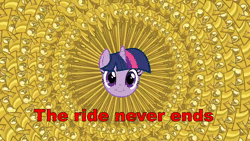 Size: 1920x1080 | Tagged: safe, artist:rapidbeta, derpibooru import, twilight sparkle, pony, :i, animated, faic, female, head, looking at you, mare, meme, scepter, smirk, solo, sound, text, the ride never ends, twiface, twilight scepter, wat, webm, youtube link