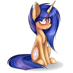 Size: 5000x5000 | Tagged: safe, artist:snowbunny0820, derpibooru import, oc, oc:galaxy swirls, unofficial characters only, pony, unicorn, absurd resolution, blushing, female, mare, sitting, solo