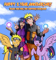 Size: 5096x5464 | Tagged: safe, artist:penspark, derpibooru import, twilight sparkle, twilight sparkle (alicorn), ponified, alicorn, human, pegasus, pony, absurd resolution, crossover, humanized, naruto, naruto shippuuden, rasengan, speedpaint, uzumaki naruto