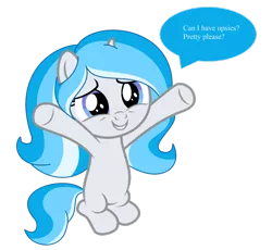 Size: 1024x943 | Tagged: safe, artist:duskstripe87, derpibooru import, oc, oc:bubble lee, unofficial characters only, pony, unicorn, female, filly, gift art, simple background, smiling, solo, speech bubble, transparent background, upsies