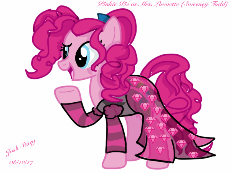 Size: 2048x1536 | Tagged: safe, artist:joshstacy, derpibooru import, pinkie pie, pony, alternate hairstyle, clothes, crossover, dress, mrs lovett, solo, sweeney todd