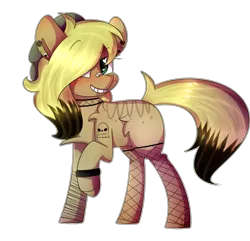 Size: 1877x1807 | Tagged: safe, artist:soundwavepie, derpibooru import, oc, unofficial characters only, earth pony, pony, blushing, chest fluff, choker, female, fishnets, grin, hair over one eye, heart eyes, looking at you, mare, raised hoof, shoulder fluff, simple background, smiling, solo, transparent background, wingding eyes