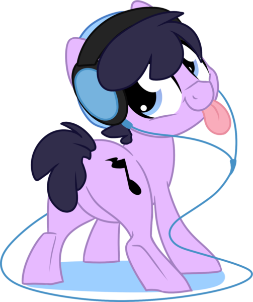 Size: 1024x1221 | Tagged: safe, artist:kellythedrawinguni, derpibooru import, oc, oc:bangers, unofficial characters only, earth pony, pony, chibi, headphones, male, simple background, solo, stallion, tongue out, transparent background