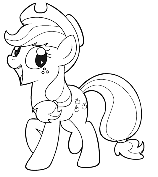 Size: 1336x1500 | Tagged: safe, artist:pinkiepie6680, derpibooru import, applejack, earth pony, pony, female, happlejack, happy, lineart, mare, monochrome, solo