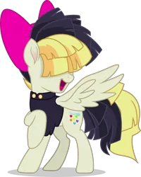 Size: 3997x5000 | Tagged: safe, artist:dashiesparkle, derpibooru import, songbird serenade, pegasus, pony, my little pony: the movie, absurd resolution, female, hair over eyes, high res, mare, raised hoof, sia (singer), simple background, smiling, solo, transparent background, vector