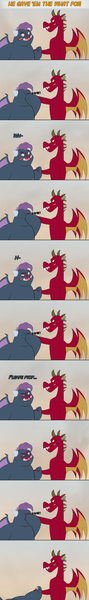 Size: 600x4048 | Tagged: absurd resolution, artist:queencold, ask, ask caldera, bruised, comic, crying, derpibooru import, dialogue, dragon, dragon oc, duo, oc, oc:maximus, punch, safe, teenaged dragon, tumblr, unofficial characters only, younger