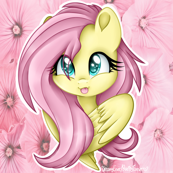 Size: 1000x1000 | Tagged: safe, artist:dreamyeevee, derpibooru import, fluttershy, pony, :p, bust, cute, daaaaaaaaaaaw, eye clipping through hair, hnnng, looking at you, portrait, shyabetes, silly, silly face, silly pony, smiling, solo, stray strand, tongue out, wings