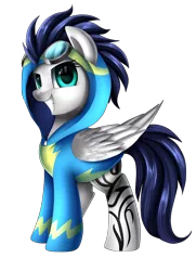 Size: 2016x2783 | Tagged: safe, artist:pridark, derpibooru import, oc, oc:switch, oc:switch storm, unofficial characters only, pegasus, pony, clothes, commission, female, grin, hooves, looking at you, mare, simple background, smiling, solo, sweater, tattoo, transparent background