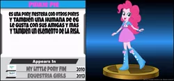 Size: 1311x609 | Tagged: safe, artist:mariopiequevedod, derpibooru import, pinkie pie, equestria girls, crossover, hasbro, spanish, super smash bros., super smash bros. 4