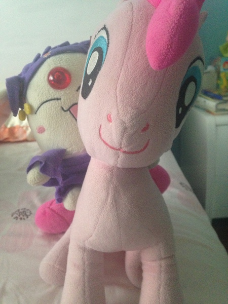 Size: 2448x3264 | Tagged: safe, derpibooru import, pinkie pie, pony, irl, mokona, photo, plushie, tsubasa reservoir chronicles