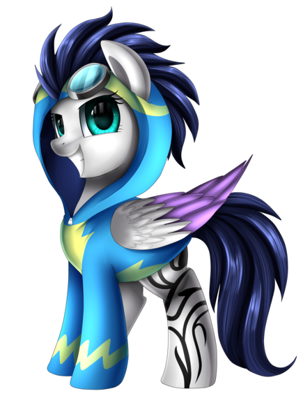 Size: 2016x2783 | Tagged: safe, artist:pridark, derpibooru import, oc, oc:switch, oc:switch storm, unofficial characters only, pegasus, pony, clothes, commission, female, hoodie, mare, simple background, tattoo, transparent background, wonderbolts