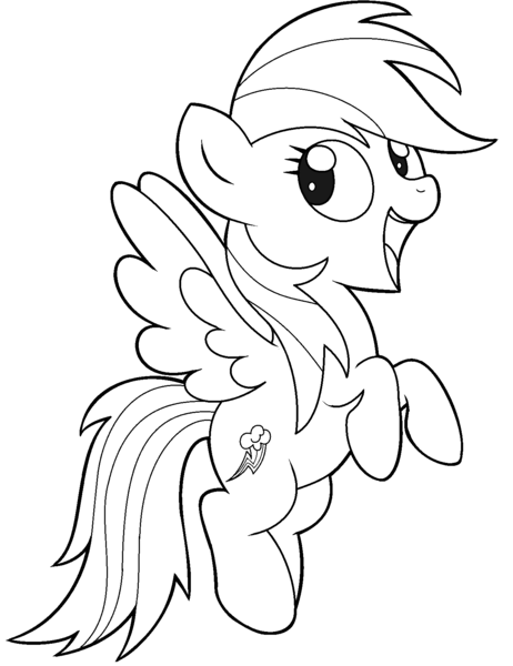 Size: 1328x1724 | Tagged: safe, artist:pinkiepie6680, derpibooru import, rainbow dash, pony, happy, lineart, monochrome, simple background, solo, white background