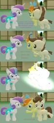 Size: 1920x4320 | Tagged: safe, artist:red4567, derpibooru import, pound cake, princess flurry heart, pumpkin cake, pony, 3d, absurd resolution, alternate design, baby, baby ponies, baby pony, comic, dialogue, diaper, evolution, pokémon, ponymon, source filmmaker