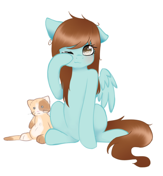 Size: 1024x1107 | Tagged: safe, artist:cyanyeh, derpibooru import, oc, unofficial characters only, cat, pony, plushie, simple background, sleepy, solo, tired, transparent background